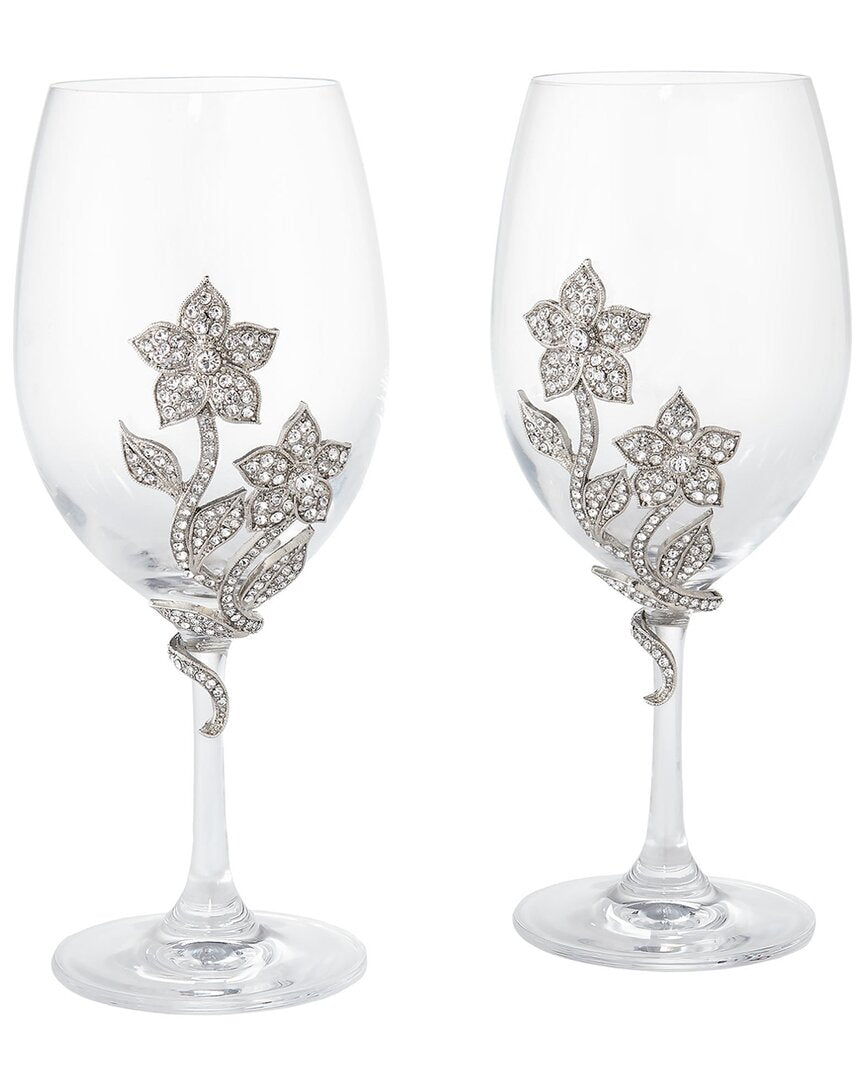 Olivia Riegel 2Pc Flora Stemware Set Silver