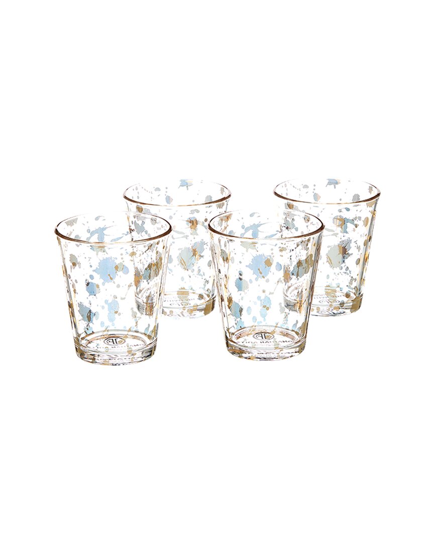 Jonathan Adler Set Of 4 Boxed 1948 Rocks Glassware Gold
