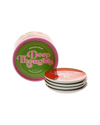 Jonathan Adler Set Of 4 Deep Thoughts Coasters Multicolor