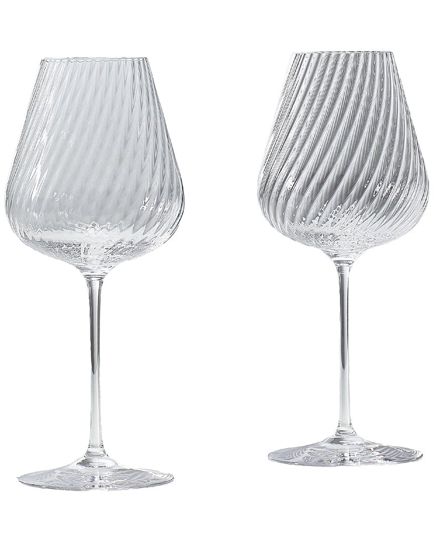 Wedgwood Set Of 2 Vera Wang Swirl White Wine Glasses Crystal