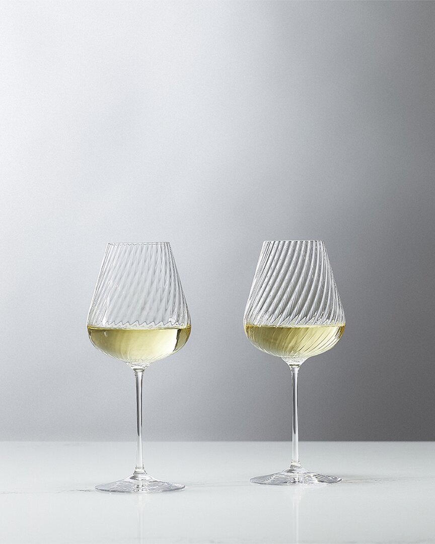 Wedgwood Set Of 2 Vera Wang Swirl White Wine Glasses