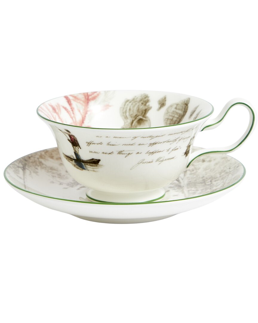 Wedgwood 3Pc Darwin Voyage Of The Beagle Tahiti Teacup, Saucer, & Plate Set