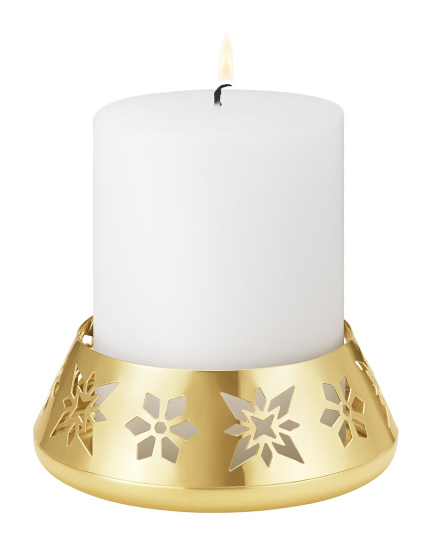 Georg Jensen Hand Polished 18K-Plated Snowflake Pillar Candleholder