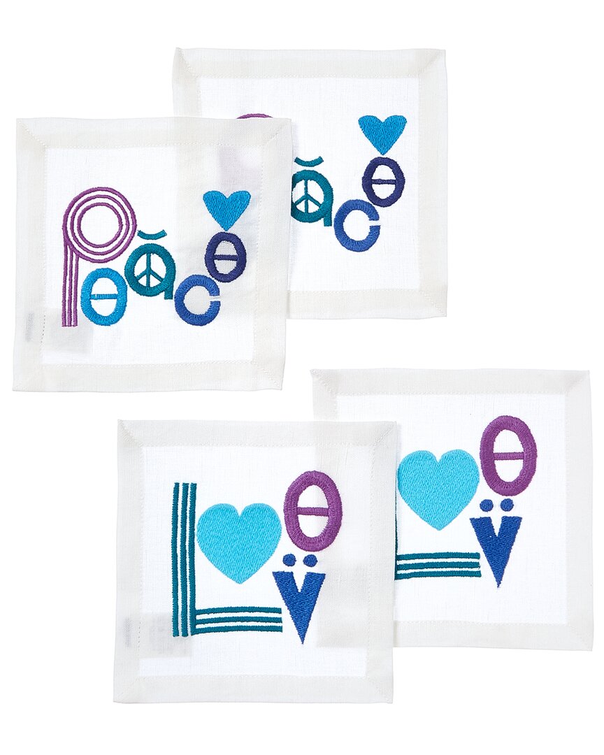 Jonathan Adler Jonathan Adler Set Of 4 Love & Peace Cocktail Napkins