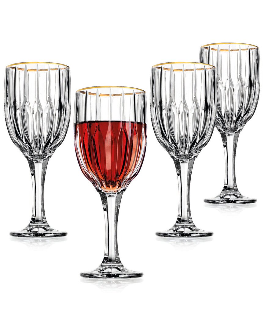 Godinger Godinger Pleat Gold Rim Goblet Glasses (Set Of 4)