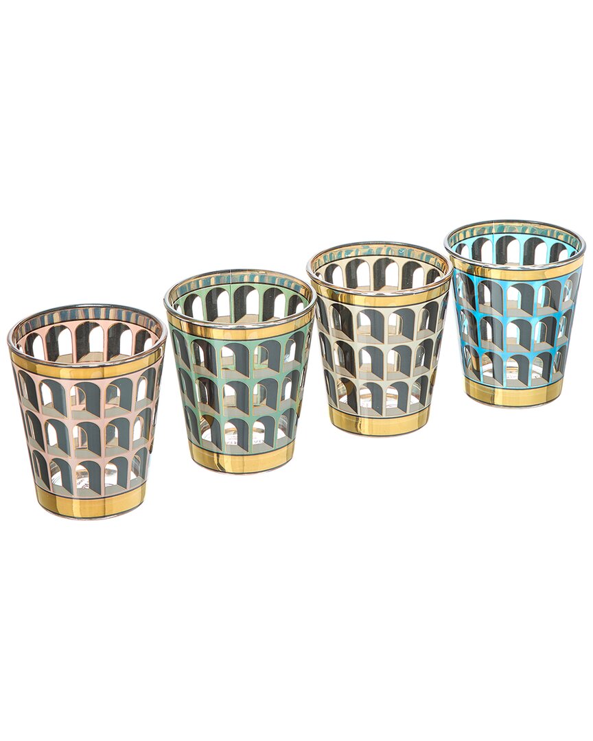 Jonathan Adler Set Of 4 Boxed Arcade Glassware Multicolor