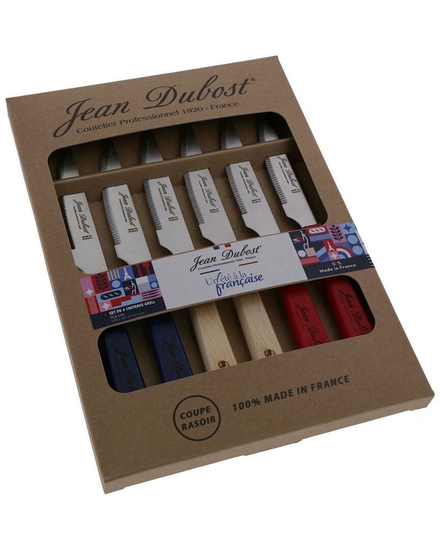 Jean Dubost Set Of 6 Grill Beechwood Knives