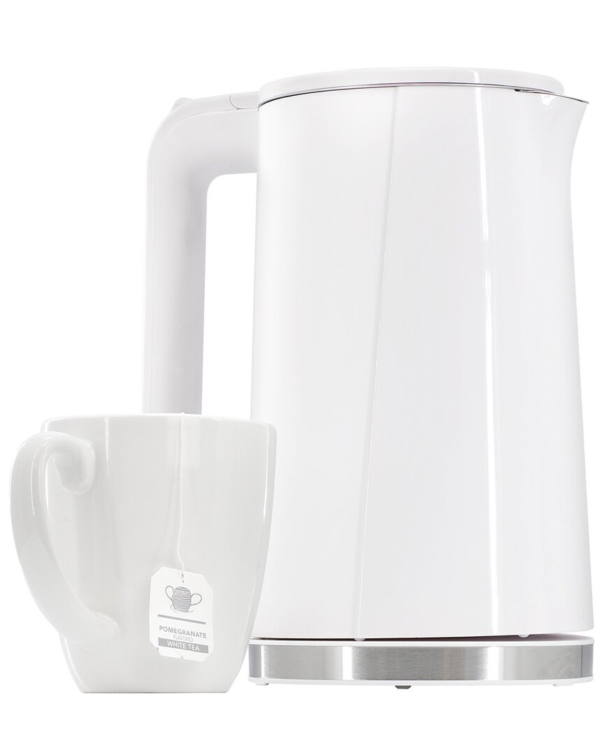 Megachef Megachef 1.7 Quart Double Wall Stainless Steel Electric Tea Kettle In White