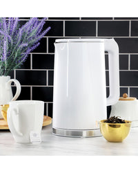 Megachef Megachef 1.7 Quart Double Wall Stainless Steel Electric Tea Kettle In White