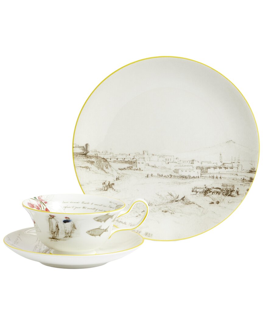 Wedgwood 3Pc Darwin Voyage Of The Beagle Uruguay Teacup, Saucer & Plate Set