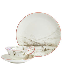 Wedgwood 3Pc Darwin Voyage Of The Beagle Brazil Teacup, Saucer & Plate Set