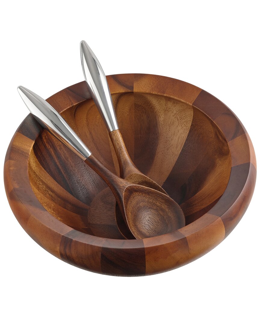Nambé Nambe Yaro Salad Bowl With Servers