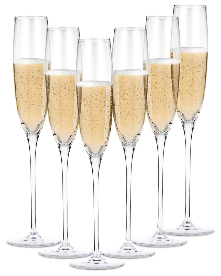 Berkware Set Of 6 Classic Sparkling Champagne Glasses Clear
