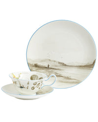 Wedgwood 3Pc Darwin Voyage Of The Beagle Patagonia Teacup, Saucer, & Plate Set