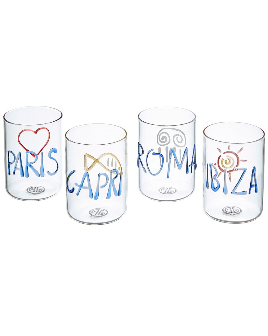 Jonathan Adler Set Of 4 Jet Set Glassware