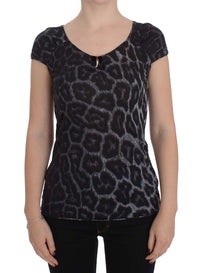Cavalli Gray Leopard Modal T-Shirt Blouse Women's Top