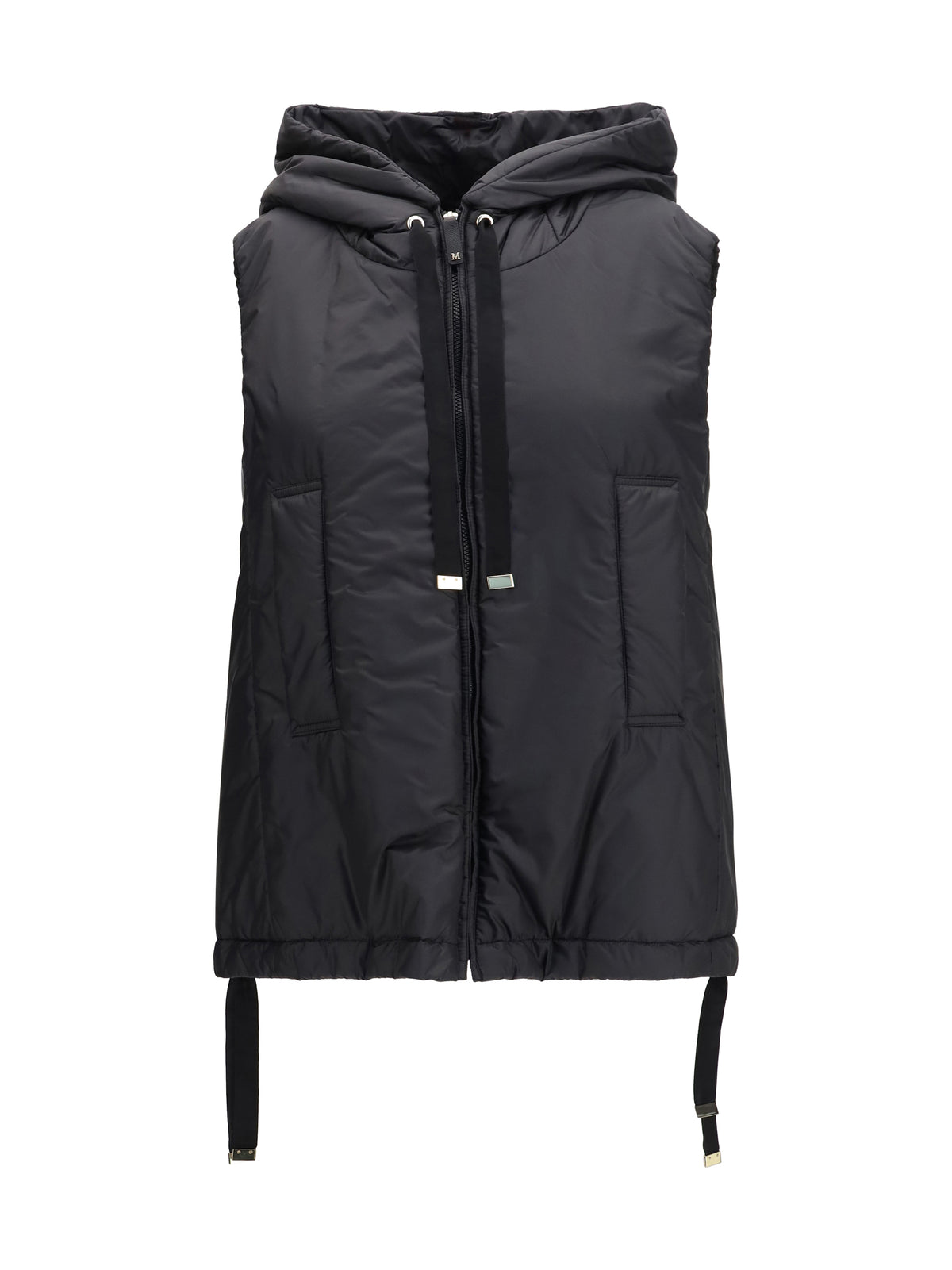 Max Mara The Cube Women Hooded Padded Vest In Water Repellent Canvas