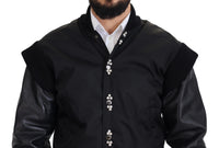 Dolce & Gabbana Black Nylon Crystals Coat Buttons Men's Jacket
