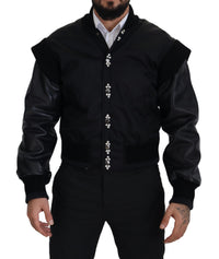 Dolce & Gabbana Black Nylon Crystals Coat Buttons Men's Jacket