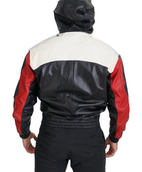 Dolce & Gabbana Black Leather Hooded Blouson Coat Men's Jacket