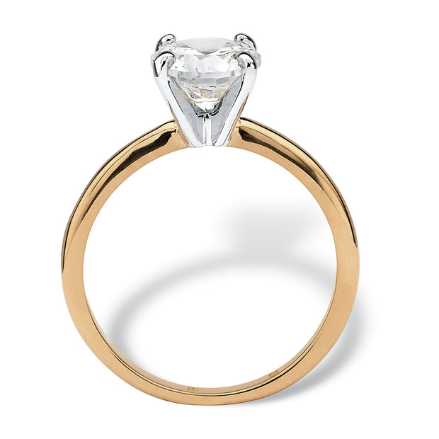 PalmBeach Jewelry Yellow Gold-plated Round Cubic Zirconia Solitaire Engagement Ring Sizes 5-12