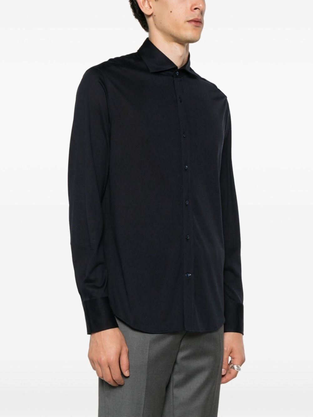 Brunello Cucinelli Men Jersey Shirt With Spread Collar