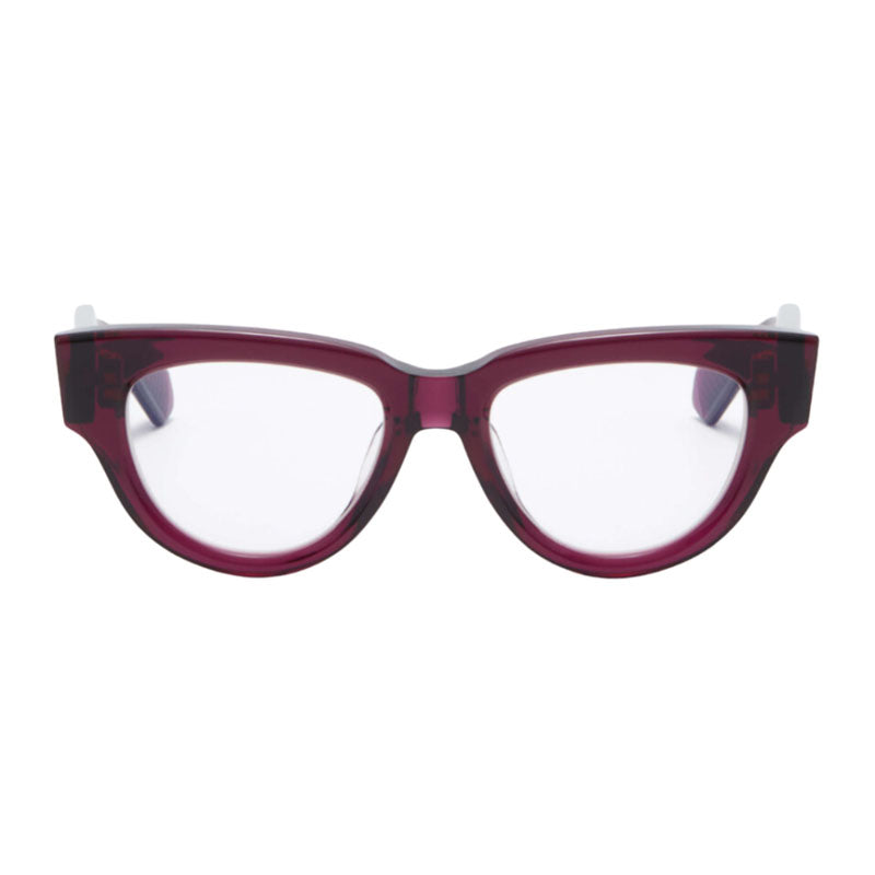 Valentino Eyeglasses Square Full Rim, Crystal Burgundy Frame and Clear Demo Lens Lens VLX-125B