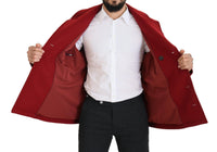 Dolce & Gabbana Red Wool Double Breasted Coat Men's Jacket