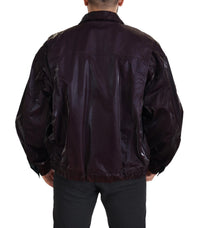 Dolce & Gabbana Bordeaux Nylon Collared Men Coat Men's Jacket