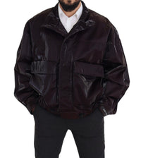 Dolce & Gabbana Bordeaux Nylon Collared Men Coat Men's Jacket