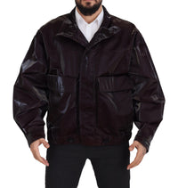 Dolce & Gabbana Bordeaux Nylon Collared Men Coat Men's Jacket