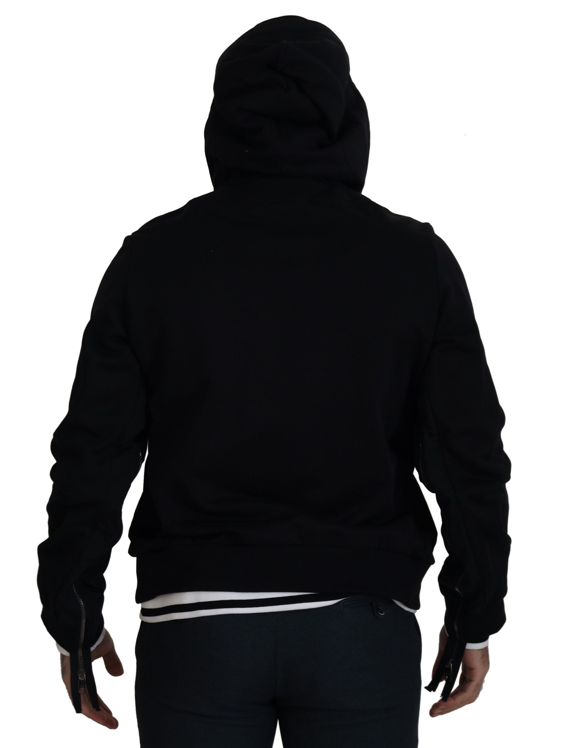 Dolce & Gabbana Black Polyester Hooded Full Zip Men's Jacket
