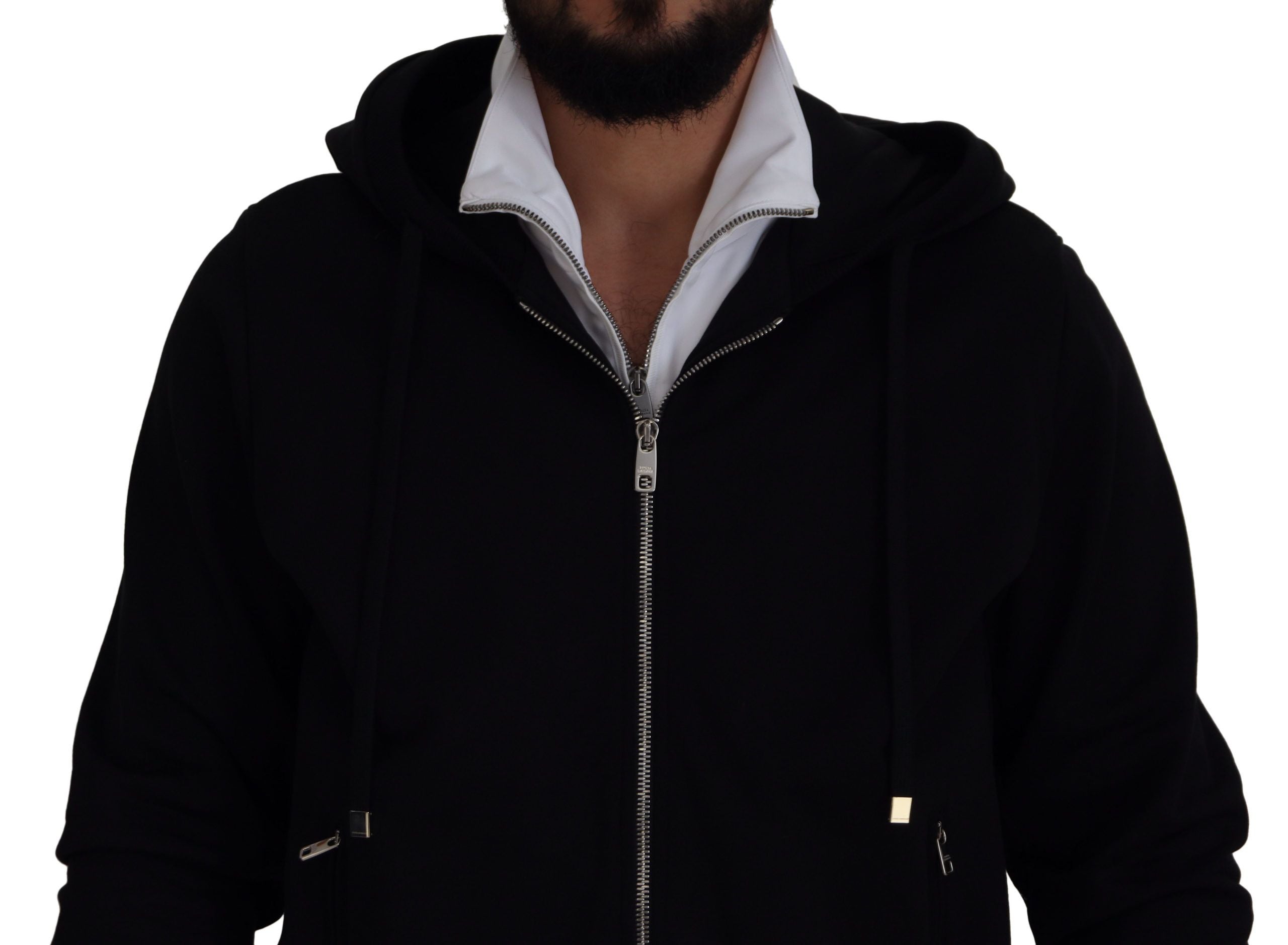 Dolce & Gabbana Black Polyester Hooded Full Zip Men's Jacket
