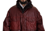 Dolce & Gabbana Bordeaux Cotton Hooded Full Zip Men's Jacket