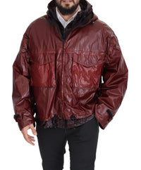 Dolce & Gabbana Bordeaux Cotton Hooded Full Zip Men's Jacket