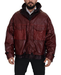 Dolce & Gabbana Bordeaux Cotton Hooded Full Zip Men's Jacket