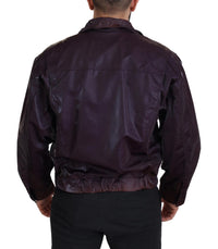 Dolce & Gabbana Purple Nylon Collared Biker Coat Men's Jacket