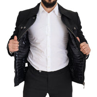 Dolce & Gabbana Black Wool Collared Full Zip Men's Jacket