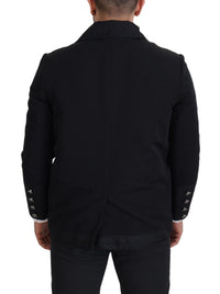 Dolce & Gabbana Black Wool Collared Full Zip Men's Jacket