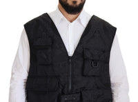 Dolce & Gabbana Black Nylon Full Zip Sleeveless Men's Jacket