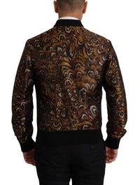Dolce & Gabbana Brown Feather Full Zip Blouson Men's Jacket