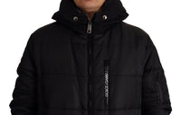 Dolce & Gabbana Black Nylon Hooded Parka Coat Winter Men's Jacket