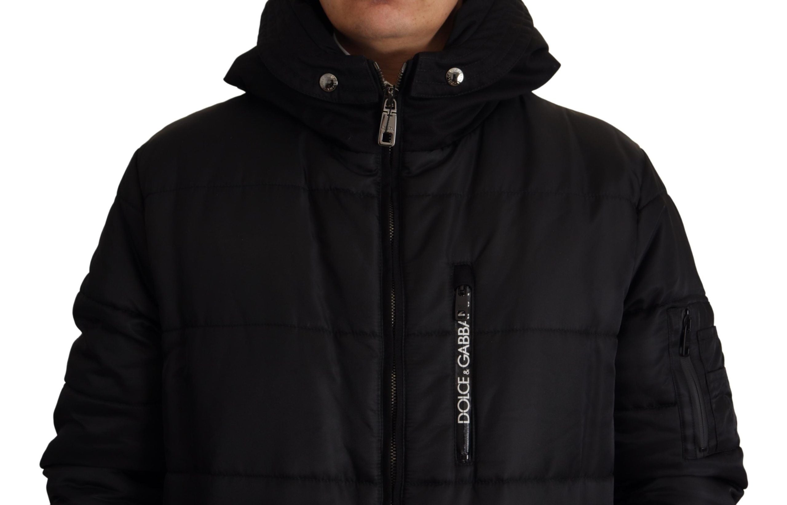 Dolce & Gabbana Black Nylon Hooded Parka Coat Winter Men's Jacket