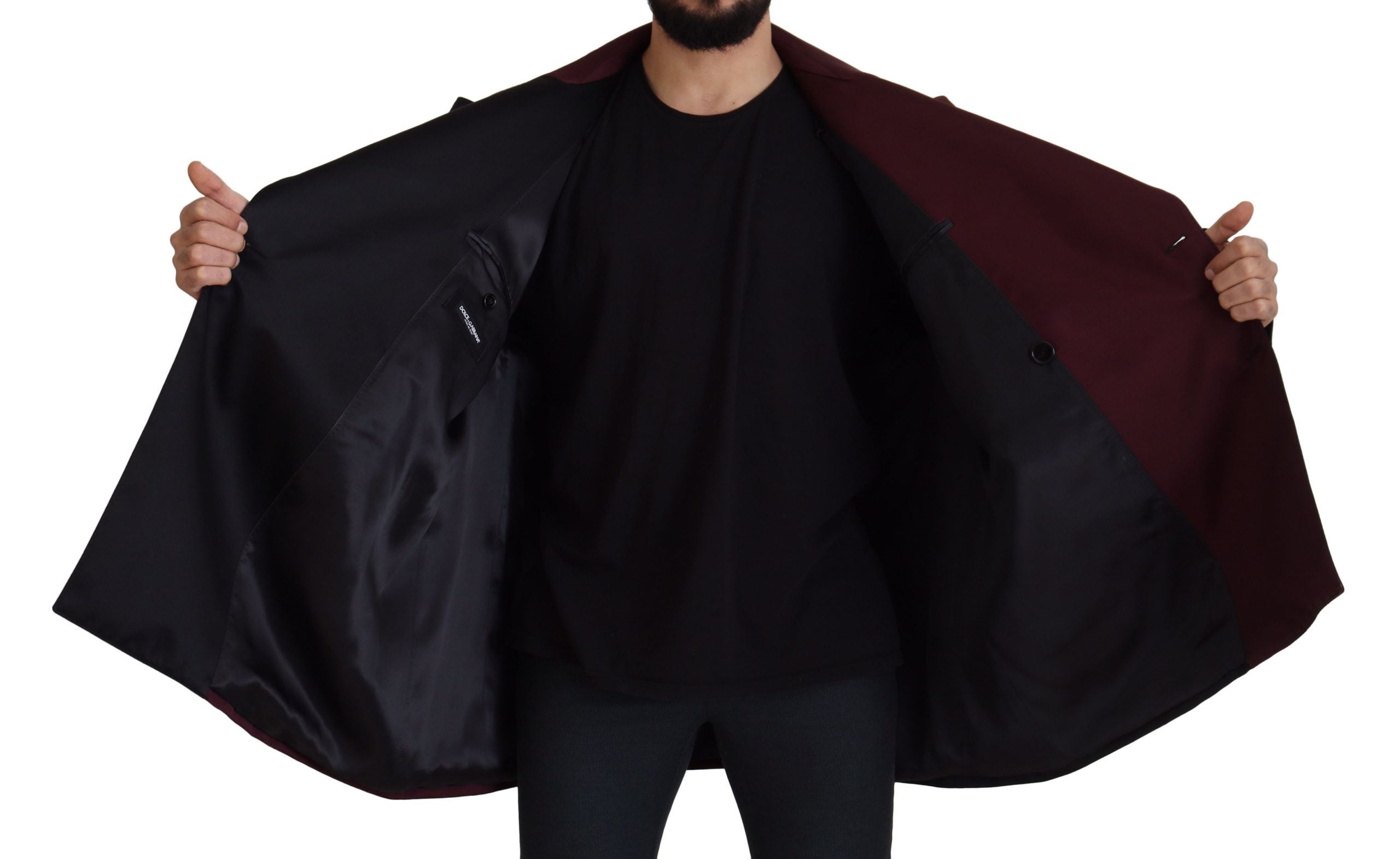 Dolce & Gabbana Bordeaux Polyester Double Breasted Men's Jacket