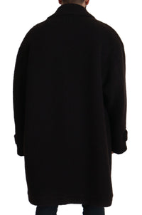 Dolce & Gabbana Black Alpaca Button Down Trench Coat Men's Jacket
