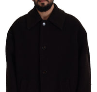 Dolce & Gabbana Black Alpaca Button Down Trench Coat Men's Jacket