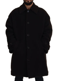 Dolce & Gabbana Black Alpaca Button Down Trench Coat Men's Jacket