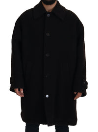 Dolce & Gabbana Black Alpaca Button Down Trench Coat Men's Jacket