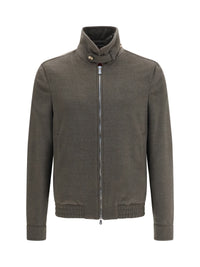 Brunello Cucinelli Men Wool Zip Jacket With High Collar