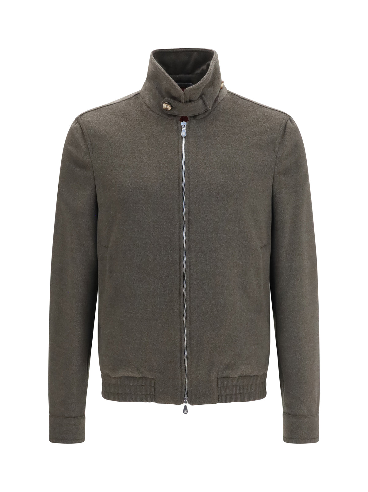 Brunello Cucinelli Men Wool Zip Jacket With High Collar